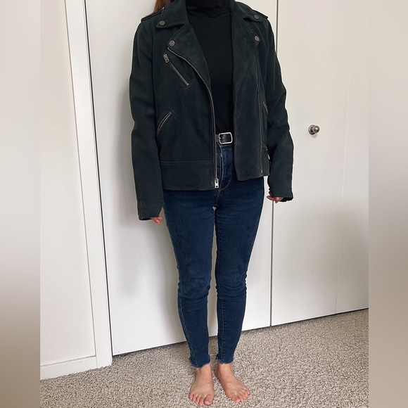 Luckybrand suede leather Moto jacket greyish blue in size Small women - Picture 1 of 15